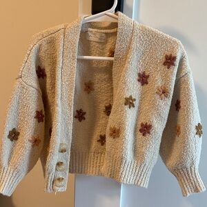 Rylee + Cru Cream Cardigan with Floral Embroidery